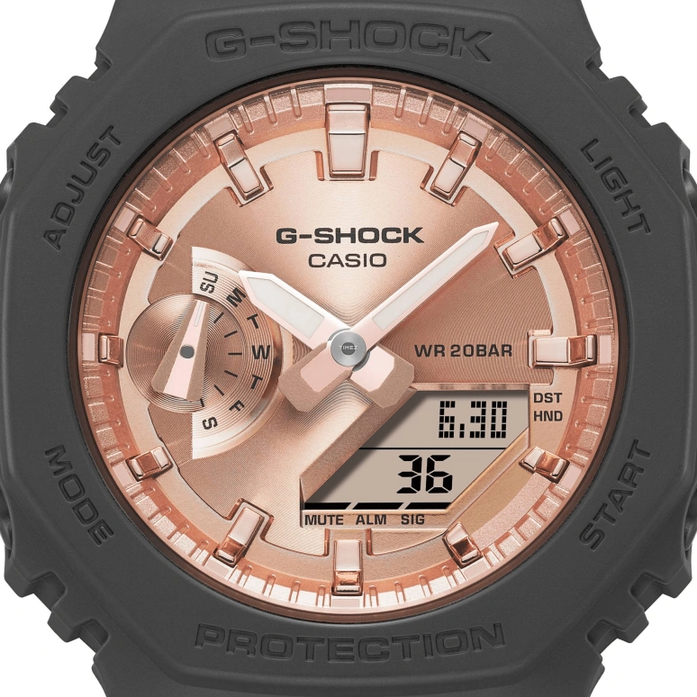 Casio,G-SHOCK 42.90mm,42.90mm,Carbon,Resin,Rose Gold,Quartz,Countdown,Chronograph,Month,Date,Hardlex,Octagon,GMAS2100MD1A