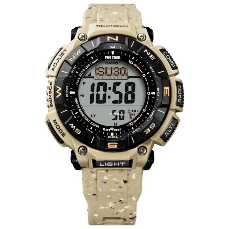Casio,PROTREK 54.70x51.70mm,54.70x51.70mm,Resin,Bio-sourced,Grey,Quartz,Countdown,Chronograph,Month,Date,Hardlex,Glass,Round,PRG340SC,PRG340SC-5