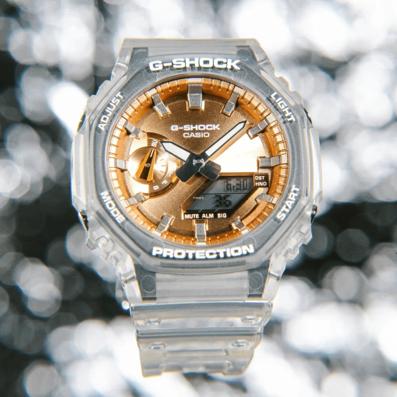 Casio,G-SHOCK 48.50x45.40mm,48.50x45.40mm,Carbon,Resin,Rose Gold,Quartz,Countdown,Chronograph,Month,Date,Hardlex,Octagon,GA2100BM,GA2100BM-7A5