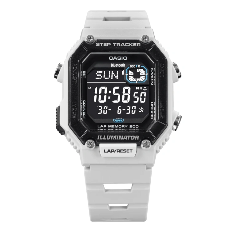 Casio,Standard 46.20x41.30mm,46.20x41.30mm,Resin,Black,Quartz,Countdown,Chronograph,Month,Date,Plexi,Glass,Rectangular,WSB1000,WSB1000-8BV