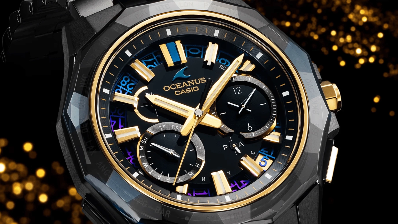 Casio,OCEANUS 47.50x42.80mm,47.50x42.80mm,Titanium,Black,Quartz,Chronograph,Date,Day,World Time,Sapphire,Crystal Glass,Round,OCWSG1000ZE1A