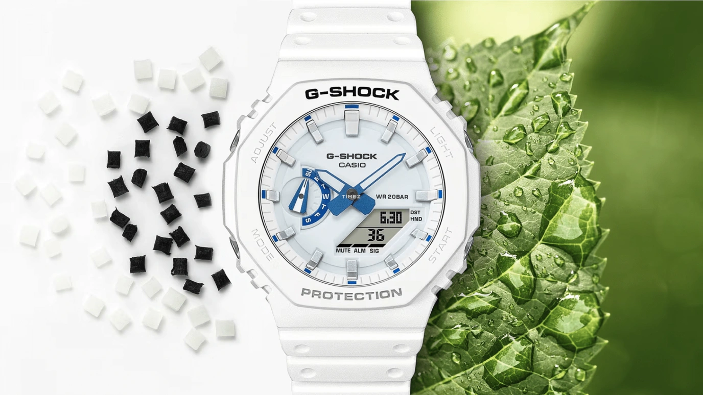 Casio,G-SHOCK 48.50x45.40mm,48.50x45.40mm,Carbon,Bio-sourced,Resin,White,Quartz,Countdown,Chronograph,Month,Date,Hardlex,Octagon,GA2100HDS,GA2100HDS-7A