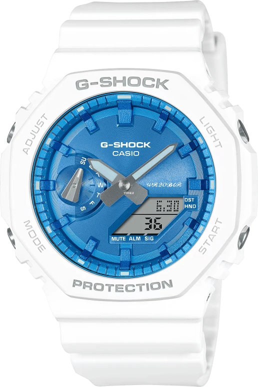 Casio,G-SHOCK 48.50x45.40mm,48.50x45.40mm,Carbon,Resin,Blue,Quartz,Countdown,Chronograph,Month,Date,Hardlex,Octagon,GA2100WS,GA2100WS-7A