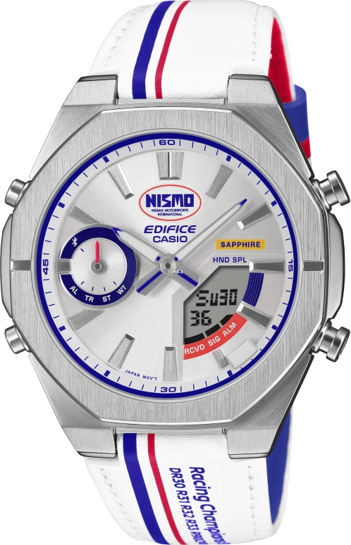 Casio,EDIFICE 48x43mm,48x43mm,Stainless Steel,Silver,Quartz,Countdown,Chronograph,Date,Day,Sapphire,Crystal Glass,Round,ECBS10NIS,ECBS10NIS-7A