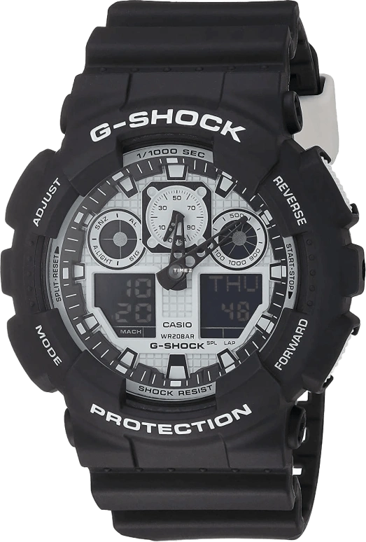 Casio,G-SHOCK 51.20mm,51.20mm,Resin,White,Quartz,Countdown,Chronograph,Month,Date,Hardlex,Round,GA100BW,GA100BW-1A