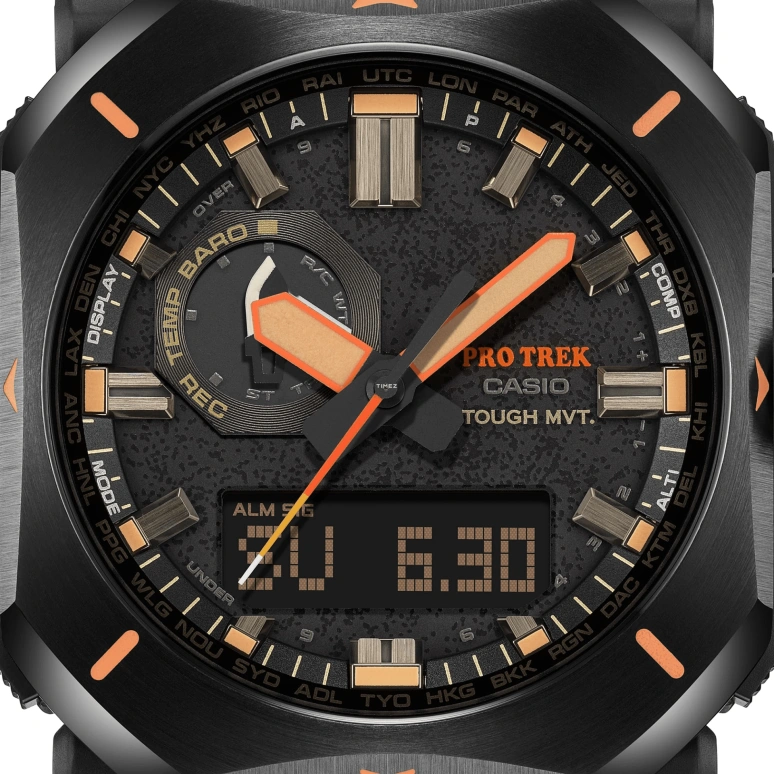 Casio,PROTREK 49.60x44.80mm,49.60x44.80mm,Resin,Black,Quartz,Countdown,Chronograph,Month,Date,Hardlex,Square,PRW6900YL,PRW6900YL-5