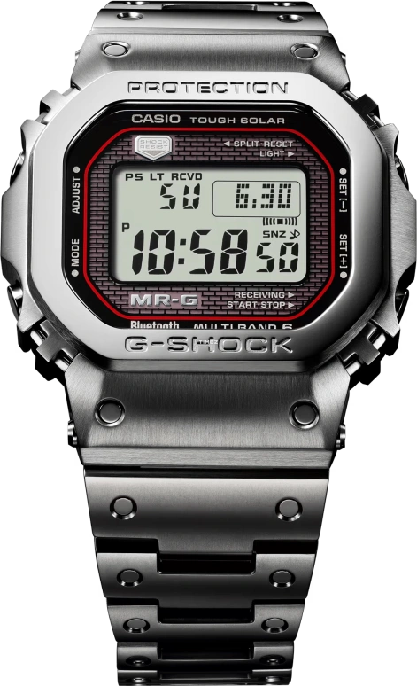 Casio,MR-G 49.40x43.20mm,49.40x43.20mm,Titanium,Grey,Quartz,Countdown,Chronograph,Month,Date,Sapphire,Crystal Glass,Square,MRGB5000D,MRGB5000D-1