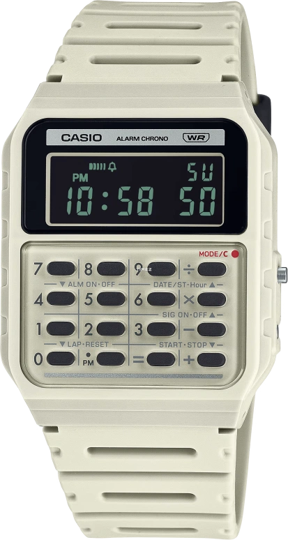 Casio,POP 43.20x34.40mm,43.20x34.40mm,Resin,Black,Quartz,Chronograph,Annual Calendar,Month,Date,Plexi,Rectangular,CA53WB,CA53WB-8B