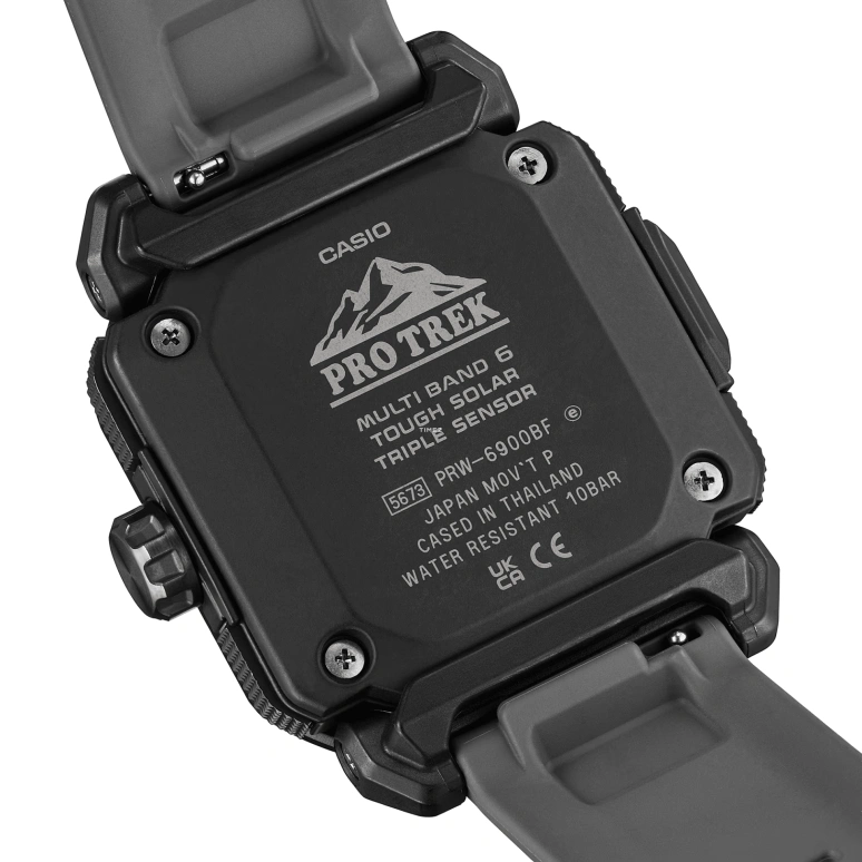 Casio,PROTREK 49.60x44.80mm,49.60x44.80mm,Bio-sourced,Stainless Steel,Black,Quartz,Countdown,Chronograph,Month,Date,Plexi,Glass,Octagon,PRW6900BF,PRW6900BF-1