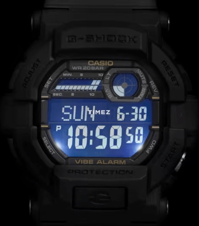 Casio,G-SHOCK 50.80mm,50.80mm,Resin,Grey,Quartz,Countdown,Chronograph,Month,Date,Hardlex,Round,GD350,GD350-1B