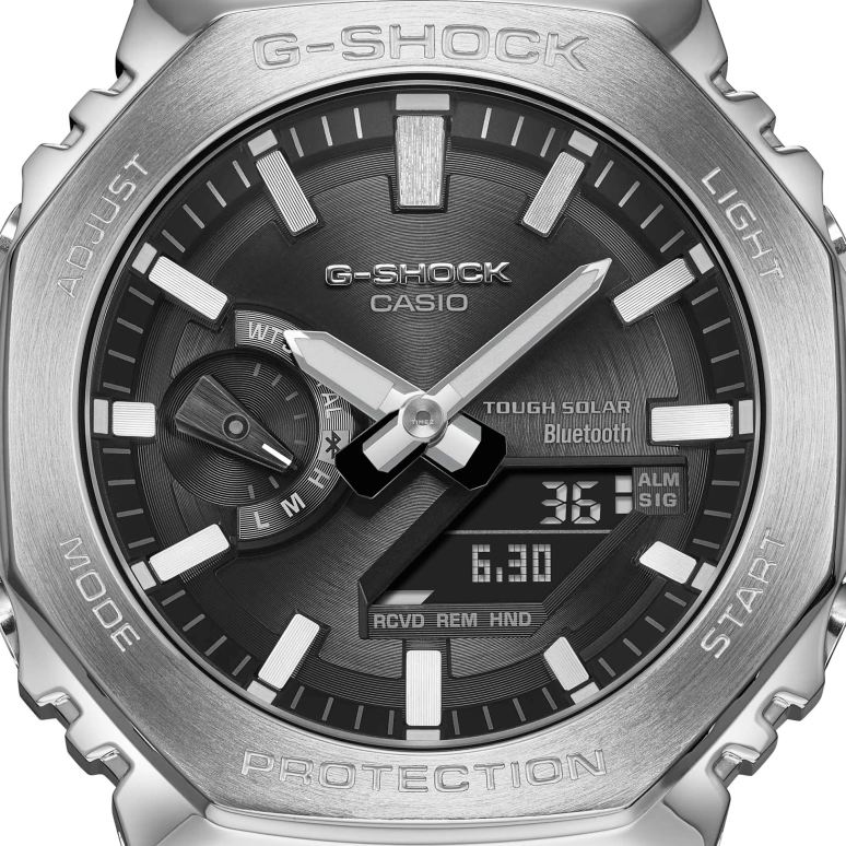 Casio,G-SHOCK 44.50mm,44.50mm,Stainless Steel,Grey,Quartz,Countdown,Chronograph,Month,Date,Hardlex,Hexagonal,GMB2100SD,GMB2100SD-1A