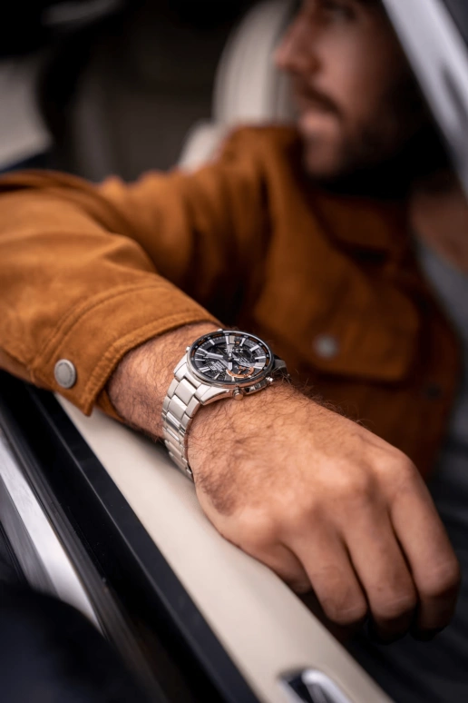 Casio,EDIFICE 46mm,46mm,Stainless Steel,Black,Quartz,Countdown,Chronograph,Month,Date,Sapphire,Round,ECBS100D,ECBS100D-1A
