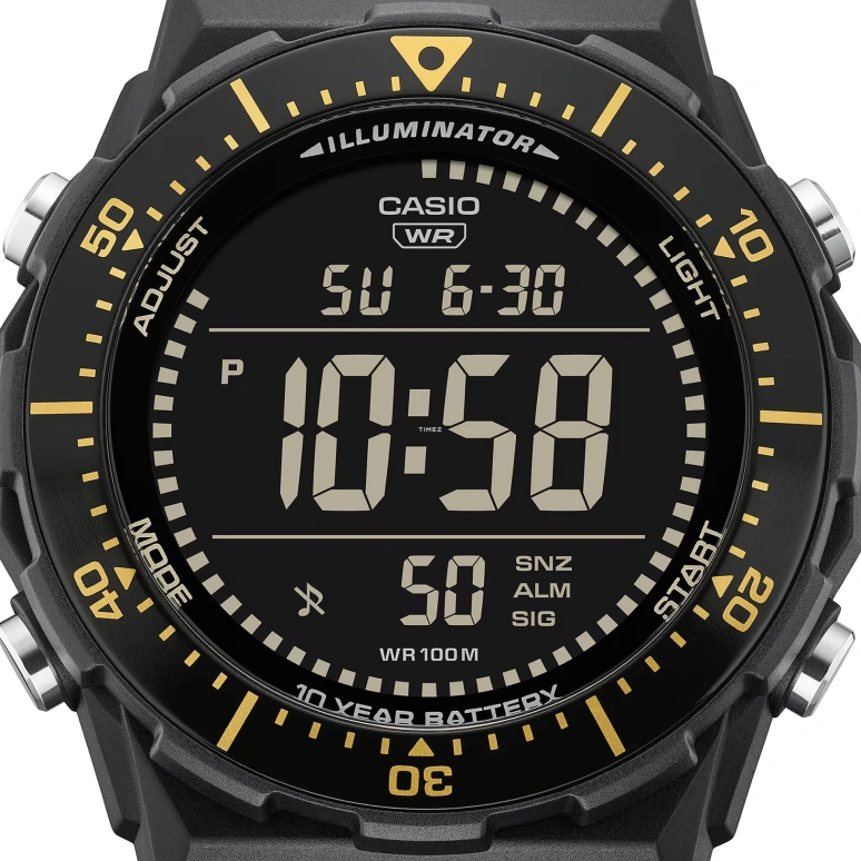 Casio,DIGITAL 47.30mm,47.30mm,Resin,Aluminium,Black,Quartz,Countdown,Chronograph,Month,Date,Plexi,Glass,Round,AE1700H,AE1700H-1BV
