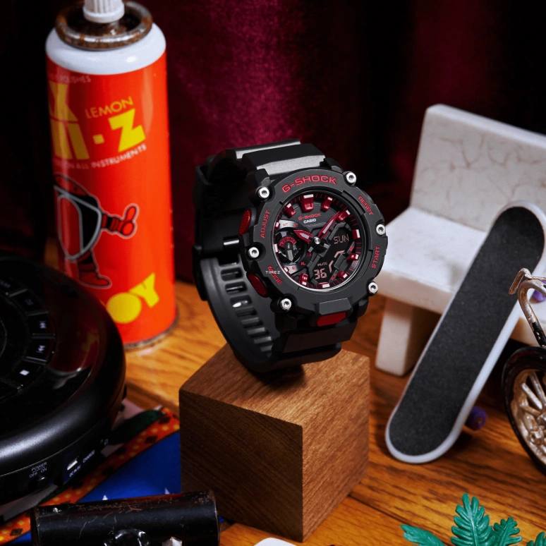 Casio,G-SHOCK 47.10mm,47.10mm,Resin,Carbon,Black,Quartz,Countdown,Chronograph,Month,Date,Hardlex,Round,GA2200BNR,GA2200BNR-1A