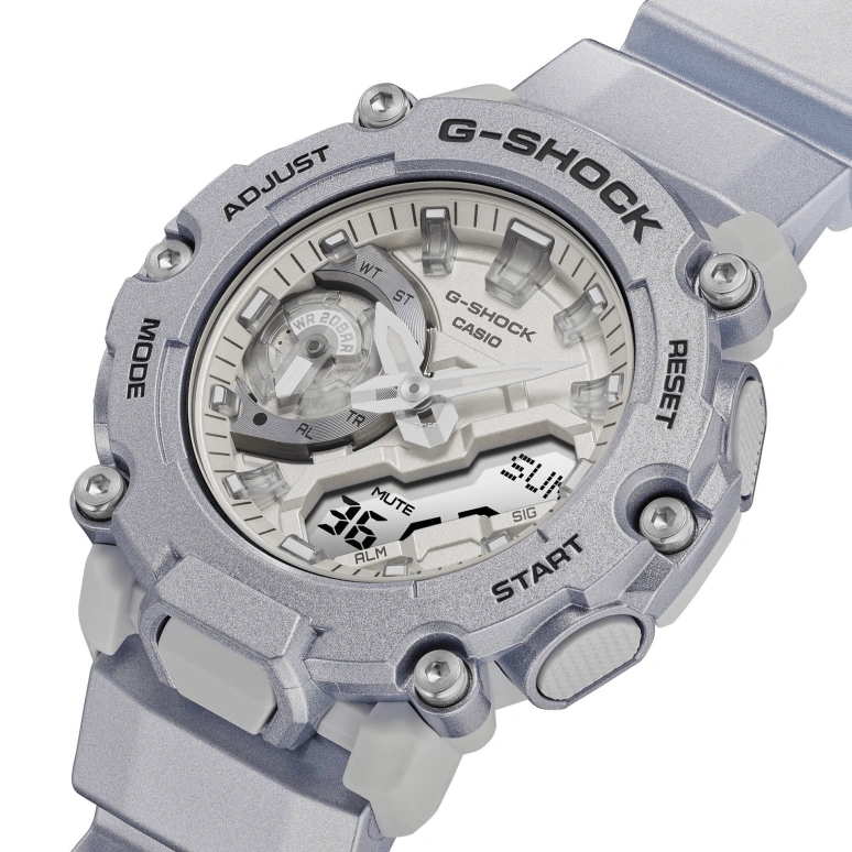 Casio,G-SHOCK 47.10mm,47.10mm,Resin,Carbon,White,Quartz,Countdown,Chronograph,Month,Date,Hardlex,Round,GA2200FF,GA2200FF-8A