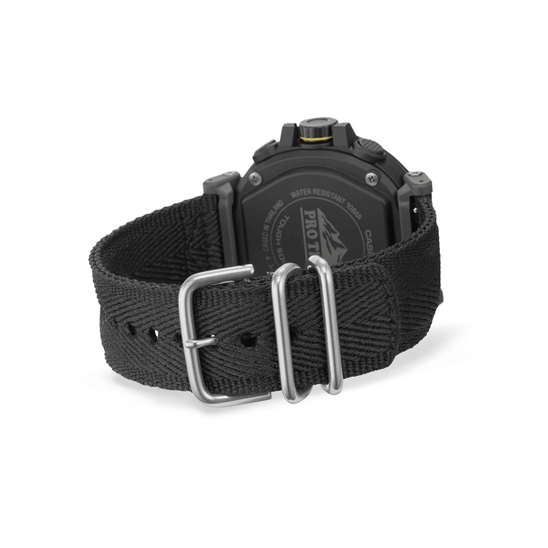 Casio,PROTREK 51.60x51.50mm,51.60x51.50mm,Bio-sourced,Stainless Steel,Grey,Olive Green,Quartz,Countdown,Chronograph,Month,Date,Hardlex,Glass,Round,PRG601YB,PRG601YB-3