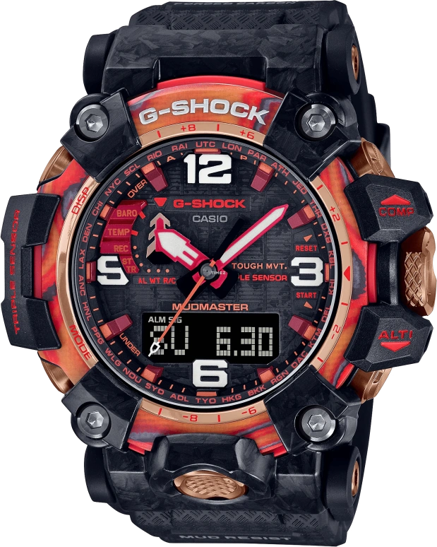 Casio,Mudmaster 54.40mm,54.40mm,Resin,Black,Quartz,Countdown,Chronograph,Month,Date,Sapphire,Round,GWG2040FR,GWG2040FR-1A