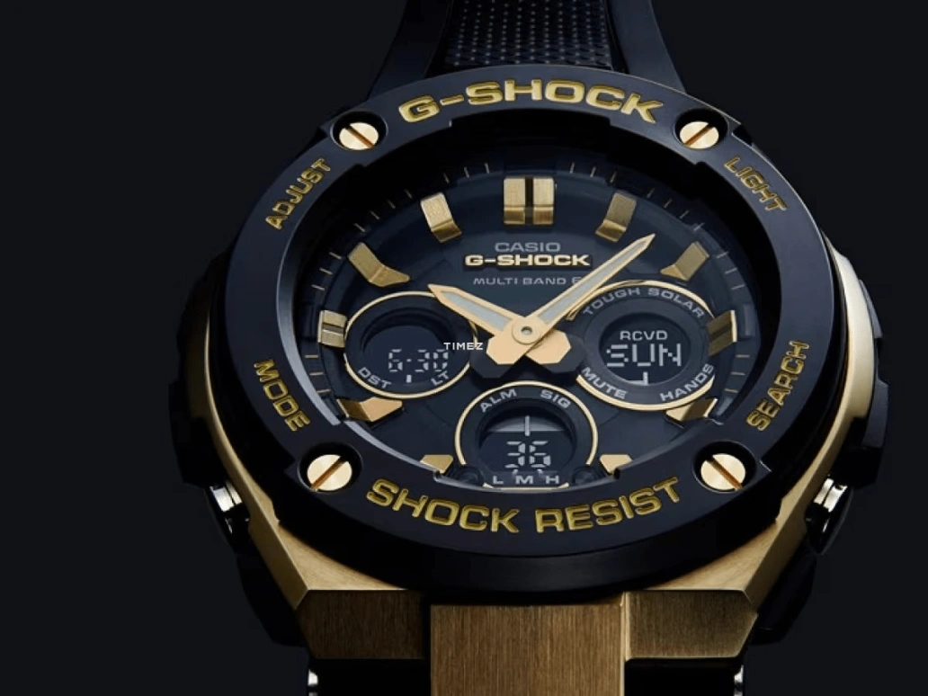 Casio,G-STEEL 55.90x49.30mm,55.90x49.30mm,Resin,Stainless Steel,Black,Quartz,Countdown,Chronograph,Day,Power Reserve Indicator,Glass,Round,GST,GST-W300G-1A9