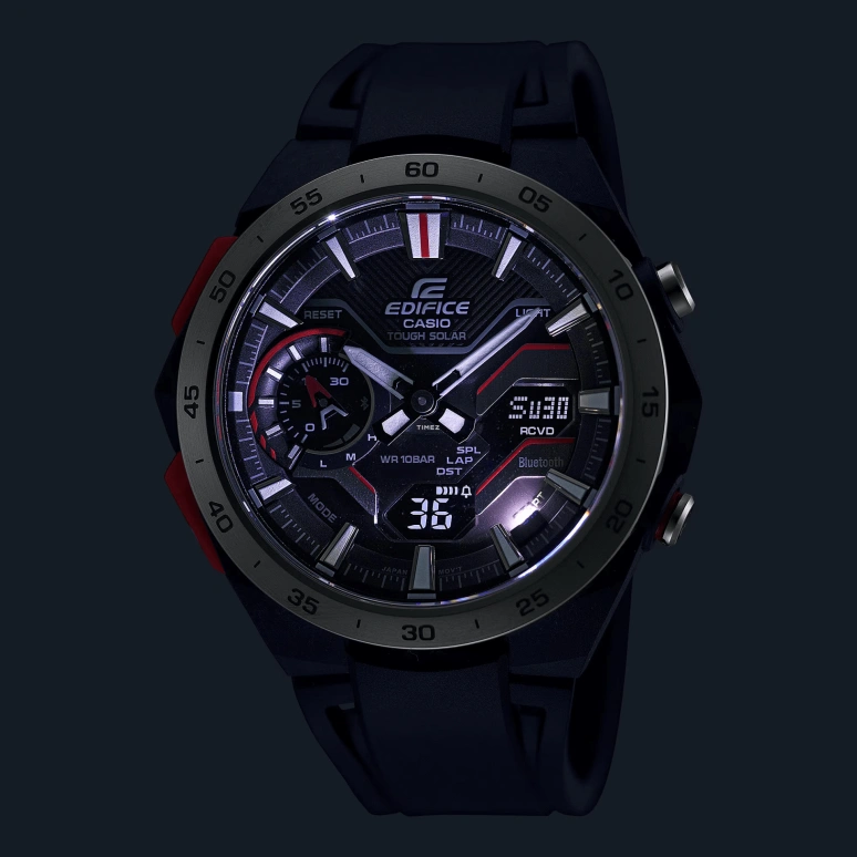 Casio,EDIFICE 47.60x48.20mm,47.60x48.20mm,Stainless Steel,Carbon,Black,Smoky Coal,Quartz,Countdown,Chronograph,Date,Day,Sapphire,Crystal Glass,Round,ECB2200P,ECB2200P-1A