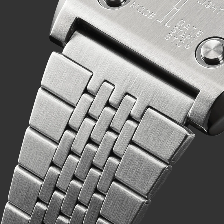 Casio,VINTAGE 40x35mm,40x35mm,Stainless Steel,Black,Quartz,Chronograph,Month,Date,Day,Hardlex,Tonneau,A1100D,A1100D-1VT