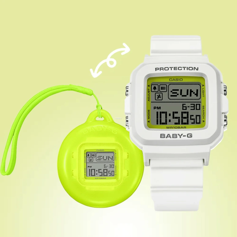 Casio,BGD-10 42.80x39mm,42.80x39mm,Resin,Green,Quartz,Countdown,Chronograph,Month,Date,Hardlex,Square,BGD10K,BGD10K-7