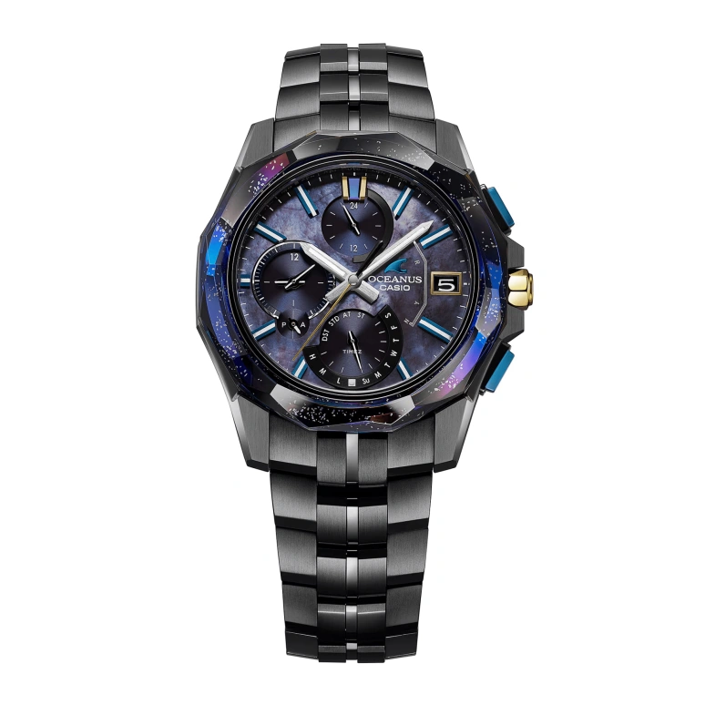 Casio,OCEANUS 47.10x42.50mm,47.10x42.50mm,Titanium,Purple,Quartz,Date,Day,Power Reserve Indicator,World Time,Sapphire,Crystal Glass,Round,OCWS6000BV1A
