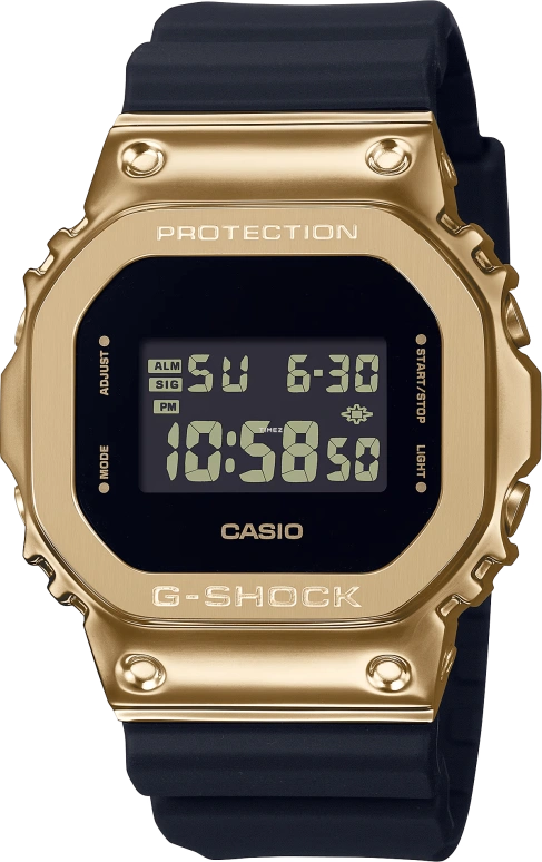 Casio,G-SHOCK 49.60x43.20mm,49.60x43.20mm,Resin,Stainless Steel,Black,Quartz,Countdown,Chronograph,Month,Date,Hardlex,Square,GM5600G,GM5600G-9