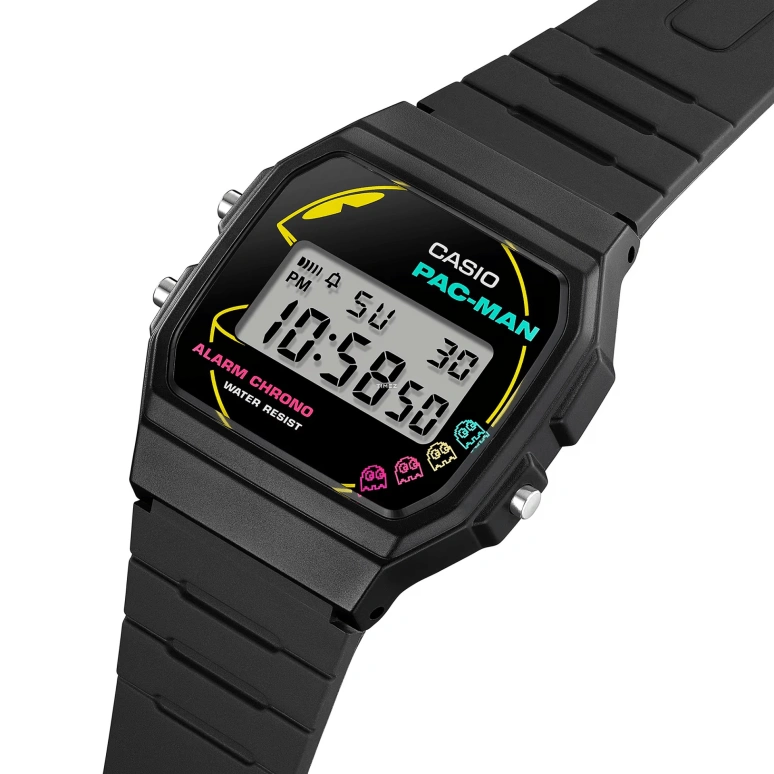Casio,Standard 38.20x35.20mm,38.20x35.20mm,Bio-sourced,Resin,Grey,Black,Quartz,Chronograph,Date,Day,Hour Strike,Plexi,Square,F91WPC,F91WPC-1A