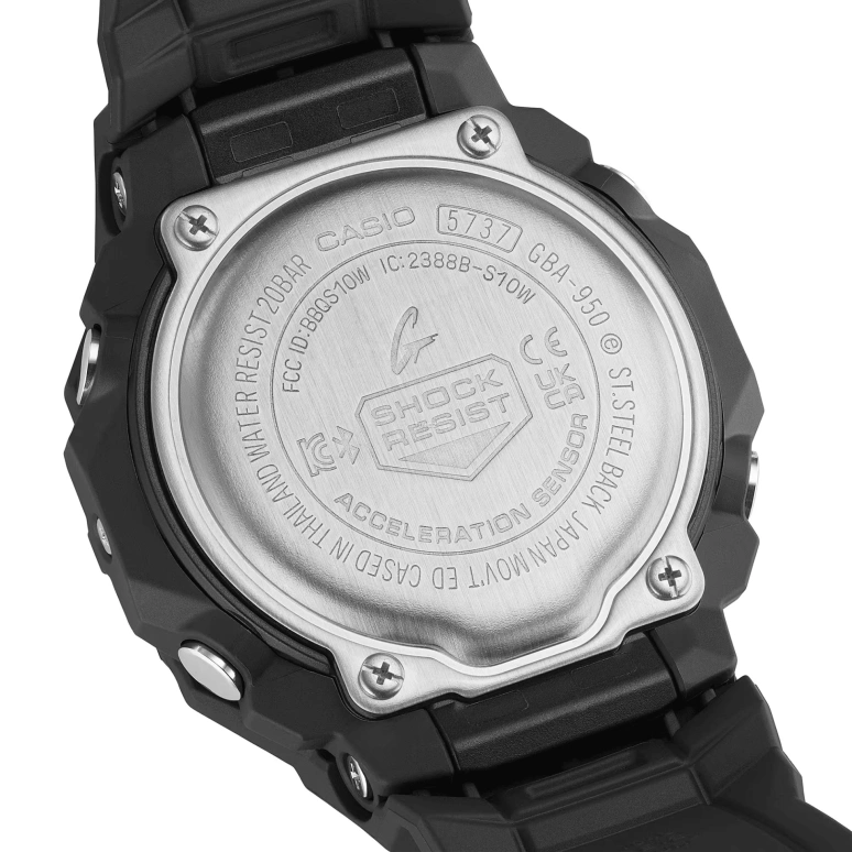 Casio,G-SHOCK 48.50x43.90mm,48.50x43.90mm,Carbon,Bio-sourced,Resin,Black,Quartz,Countdown,Chronograph,Month,Date,Hardlex,Round,GBA950,GBA950-1A