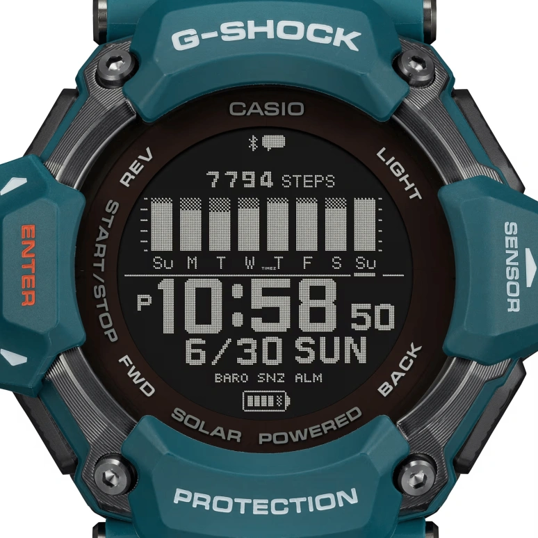 Casio,G-SHOCK 59.60x52.60mm,59.60x52.60mm,Bio-sourced,Resin,Black,Quartz,Countdown,Chronograph,Month,Date,Hardlex,Round,GBDH2000,GBDH2000-2