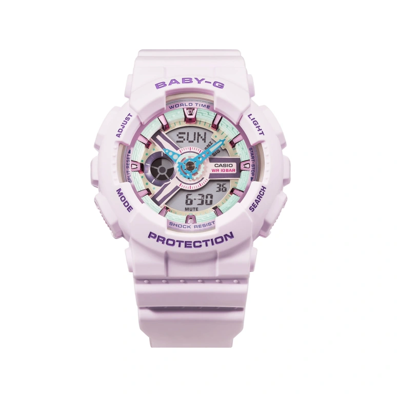 Casio,BA-110 46.30x43.40mm,46.30x43.40mm,Resin,Multi-Color,Quartz,Countdown,Chronograph,Month,Date,Hardlex,Glass,Round,BA110XPM,BA110XPM-6A