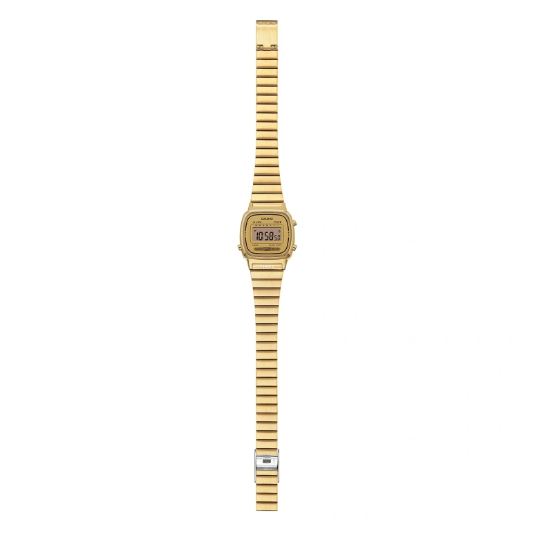 Casio,VINTAGE 30.30x24.60mm,30.30x24.60mm,Resin,Gold,Quartz,Countdown,Chronograph,Month,Date,Plexi,Glass,Square,LA670WGA,LA670WGA-9