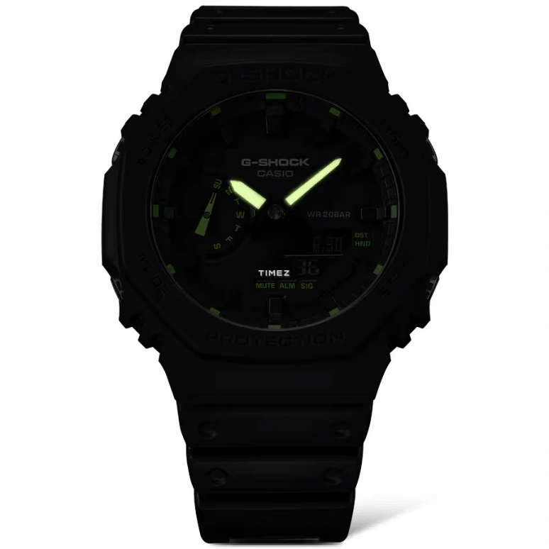 Casio,G-SHOCK 48.50x45.40mm,48.50x45.40mm,Carbon,Resin,Black,Quartz,Countdown,Chronograph,Month,Date,Hardlex,Octagon,GA2100,GA2100-1A3