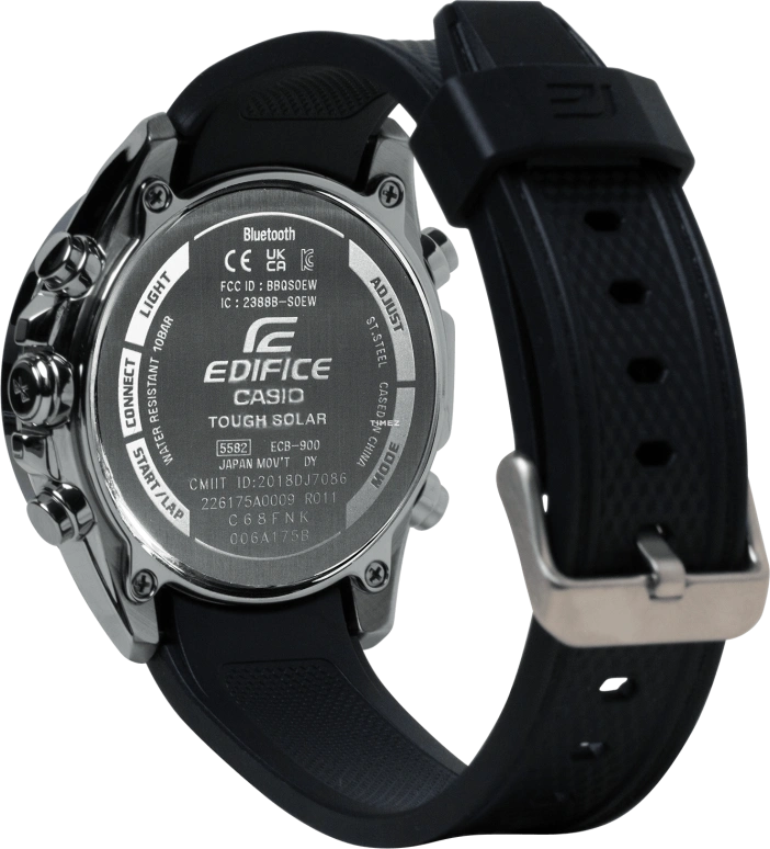 Casio,EDIFICE 51.50x48mm,51.50x48mm,Stainless Steel,Black,Quartz,Countdown,Chronograph,Month,Date,Hardlex,Round,ECB900MP,ECB900MP-1A