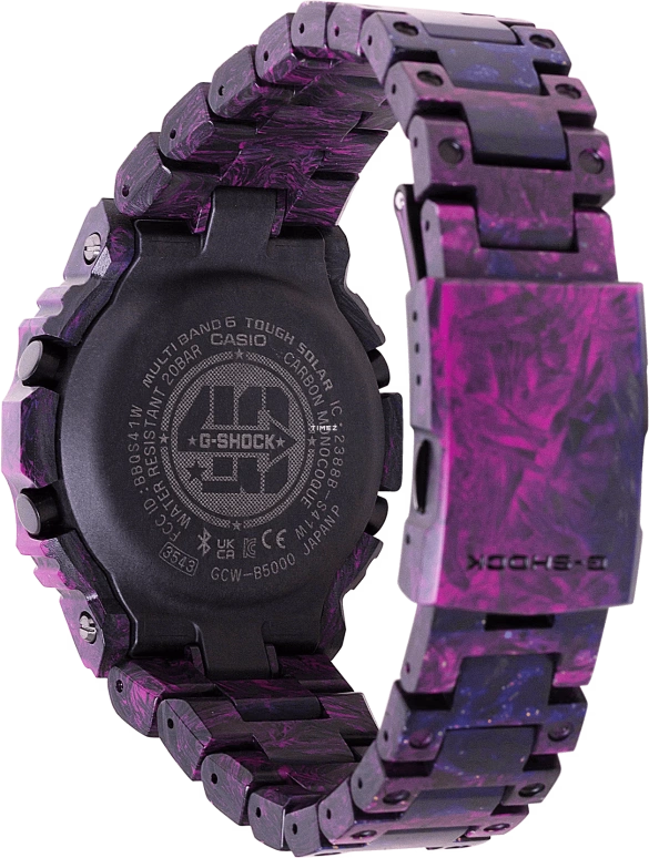 Casio,G-SHOCK 49.10x45mm,49.10x45mm,Carbon fiber-reinforced resin,Forged Carbon,Black,Quartz,Countdown,Chronograph,Month,Date,Sapphire,Square,GCWB5000UN,GCWB5000UN-6