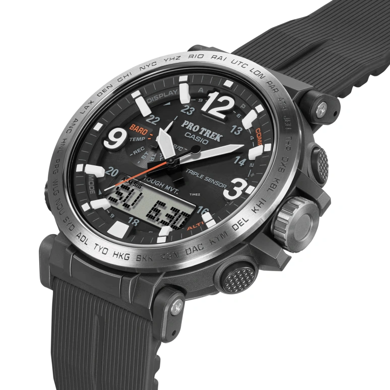 Casio,PROTREK 51.60x51.50mm,51.60x51.50mm,Stainless Steel,Black,Quartz,Countdown,Chronograph,Month,Date,Hardlex,Round,PRW6611Y,PRW6611Y-1