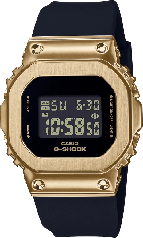 Casio,G-SHOCK 43.80x38.40mm,43.80x38.40mm,Resin,Stainless Steel,Black,Quartz,Countdown,Chronograph,Month,Date,Hardlex,Square,GMS5600GB,GMS5600GB-1
