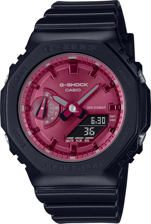 Casio,G-SHOCK 46.20x42.90mm,46.20x42.90mm,Resin,Carbon,Wine Red,Quartz,Countdown,Chronograph,Month,Date,Hardlex,Round,GMAS2100RB1A