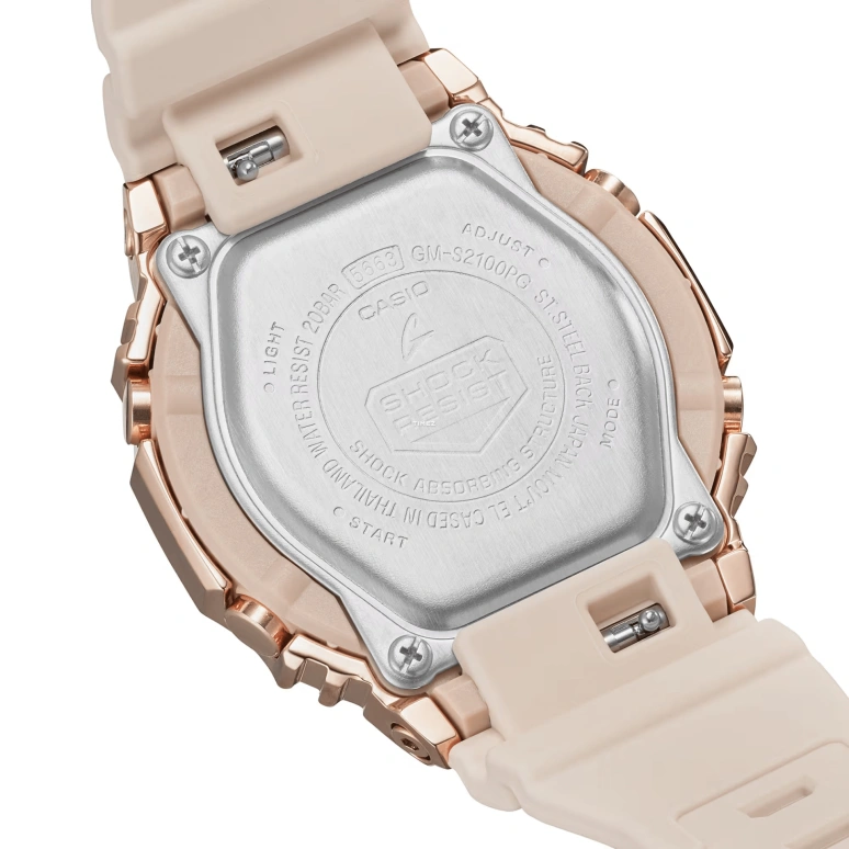 Casio,G-SHOCK 40.40mm,40.40mm,Resin,Pink Gold,Quartz,Countdown,Chronograph,Month,Date,Hardlex,Octagon,GMS2100PG,GMS2100PG-4A