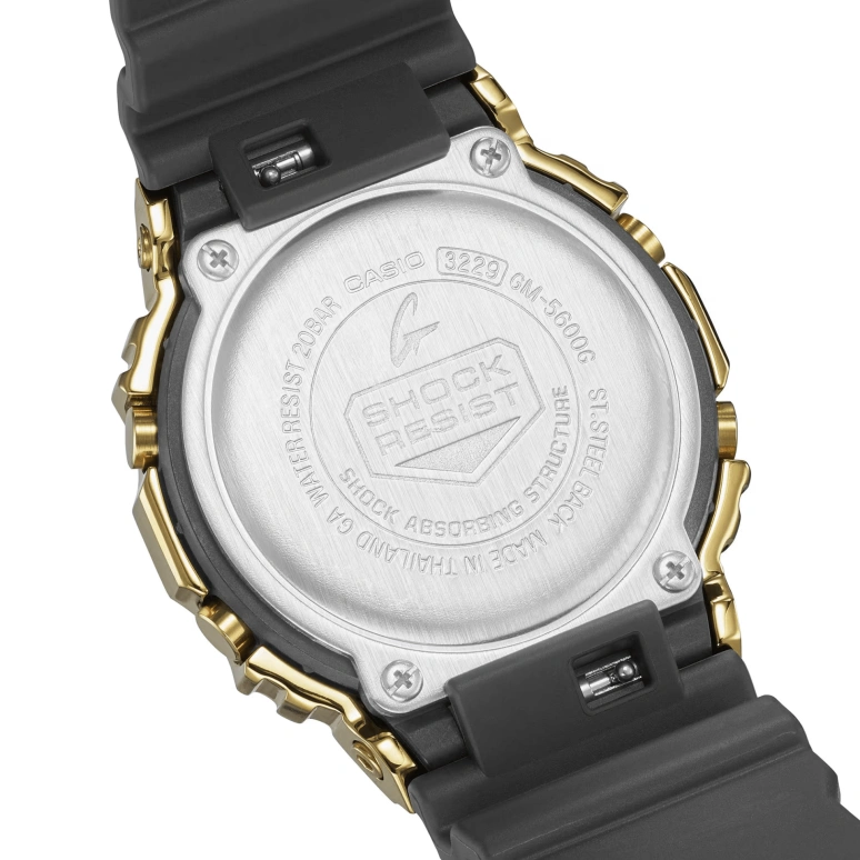 Casio,G-SHOCK 49.60x43.20mm,49.60x43.20mm,Resin,Stainless Steel,Black,Quartz,Countdown,Chronograph,Month,Date,Hardlex,Square,GM5600G,GM5600G-9