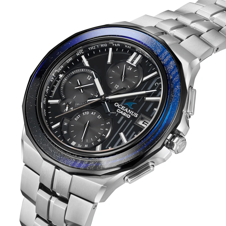 Casio,OCEANUS 48.80x42.30mm,48.80x42.30mm,Titanium,Black,Quartz,Date,Day,World Time,OCWS5000MB1A