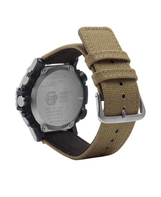 Casio,G-STEEL 50.30mm,50.30mm,Resin,Grey,Black,Quartz,Countdown,Chronograph,Month,Date,Hardlex,Round,GSTB300E,GSTB300E-5A