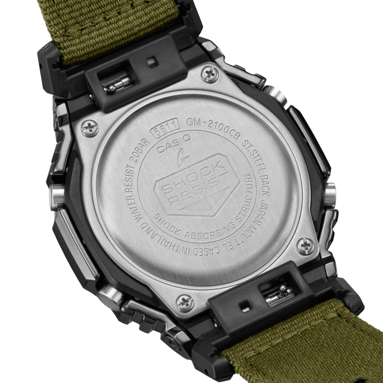 Casio,G-STEEL 44.40mm,44.40mm,Resin,Stainless Steel,Black,Quartz,Countdown,Chronograph,Month,Date,Hardlex,Octagon,GM2100CB,GM2100CB-3A