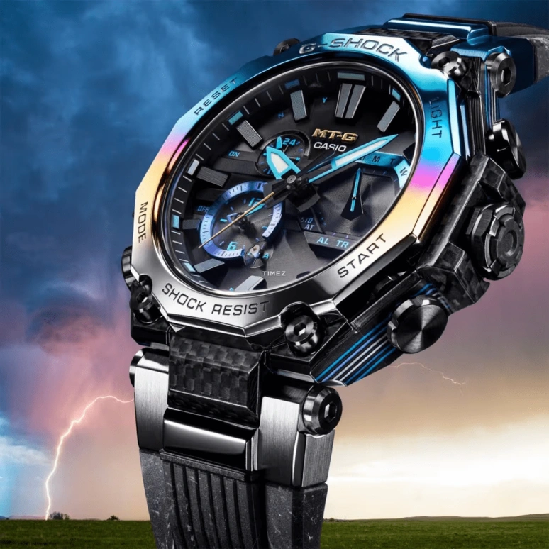 Casio,MTG 55.10x49.80mm,55.10x49.80mm,Stainless Steel,Grey,Blue,Quartz,Countdown,Chronograph,Month,Date,Hardlex,Round,MTGB2000YST,MTGB2000YST-1
