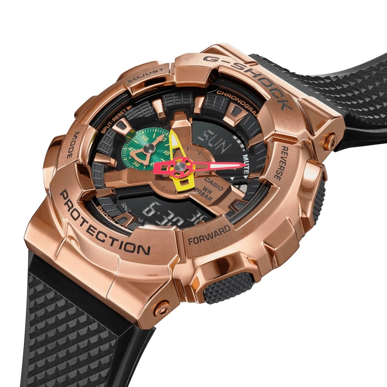 Casio,G-STEEL 48.80mm,48.80mm,Resin,Rose Gold,Black,Green,Quartz,Countdown,Chronograph,Month,Date,Hardlex,Round,GM110RH,GM110RH-1A