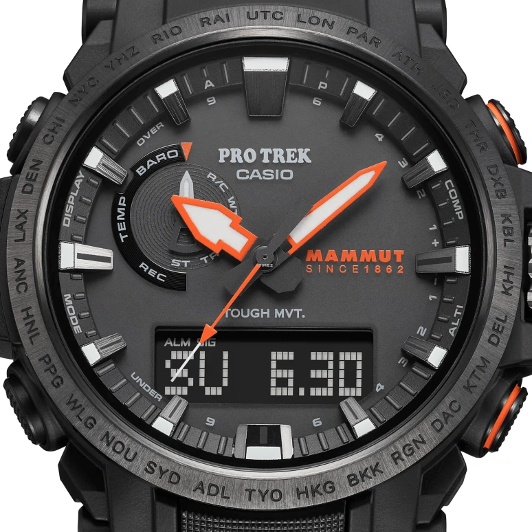 Casio,PROTREK 51x47.40mm,51x47.40mm,Stainless Steel,Black,Quartz,Countdown,Chronograph,Month,Date,Hardlex,Round,PRW61MA,PRW61MA-1A