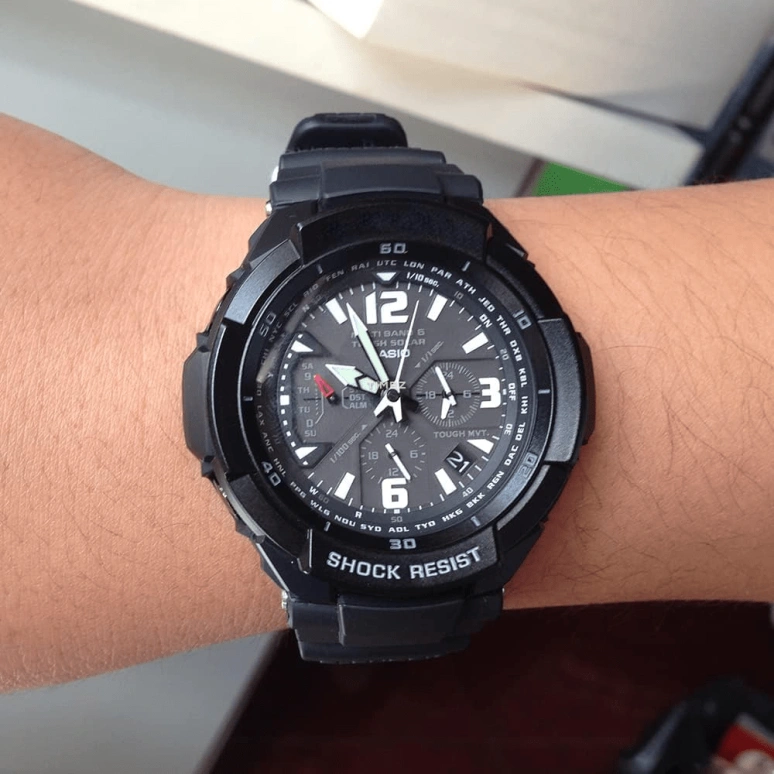 Casio,G-SHOCK 64.20x46.60mm,64.20x46.60mm,Stainless Steel,Resin,Black,Quartz,Date,Day,World Time,Alarm,Hardlex,Glass,Tonneau,GW,GW-3000BB-1A