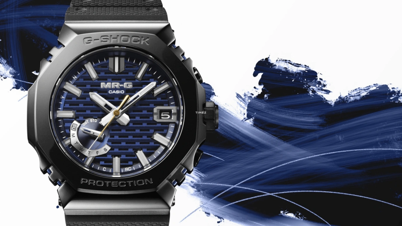 Casio,MR-G 49.50x44.40mm,49.50x44.40mm,Titanium,Cobalt Alloy,Blue,Black,Quartz,Date,Day,Retrograde,MRGB2100R,MRGB2100R-2A