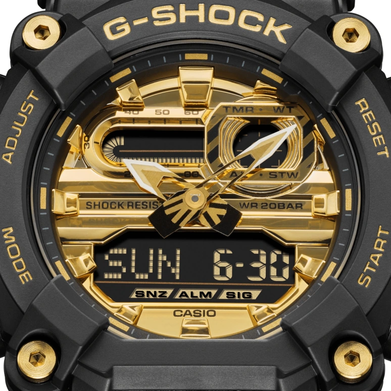 Casio,G-SHOCK 52.80x49.50mm,52.80x49.50mm,Resin,Gold,Quartz,Countdown,Chronograph,Month,Date,Hardlex,Round,GA900AG,GA900AG-1A