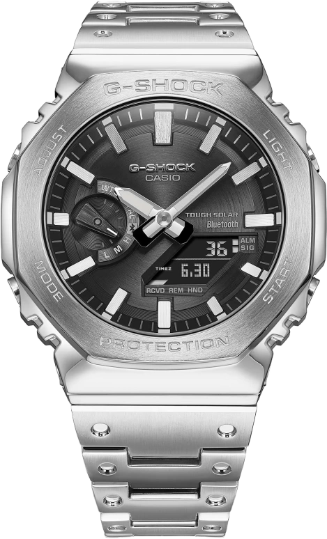 Casio,G-SHOCK 44.50mm,44.50mm,Stainless Steel,Grey,Quartz,Countdown,Chronograph,Month,Date,Hardlex,Hexagonal,GMB2100SD,GMB2100SD-1A